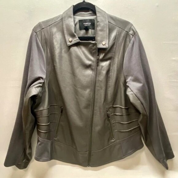 Torrid Faux Leather Moto Jacket Women's 3/3X Graphite Gray Full Zip EUC - Picture 16 of 16